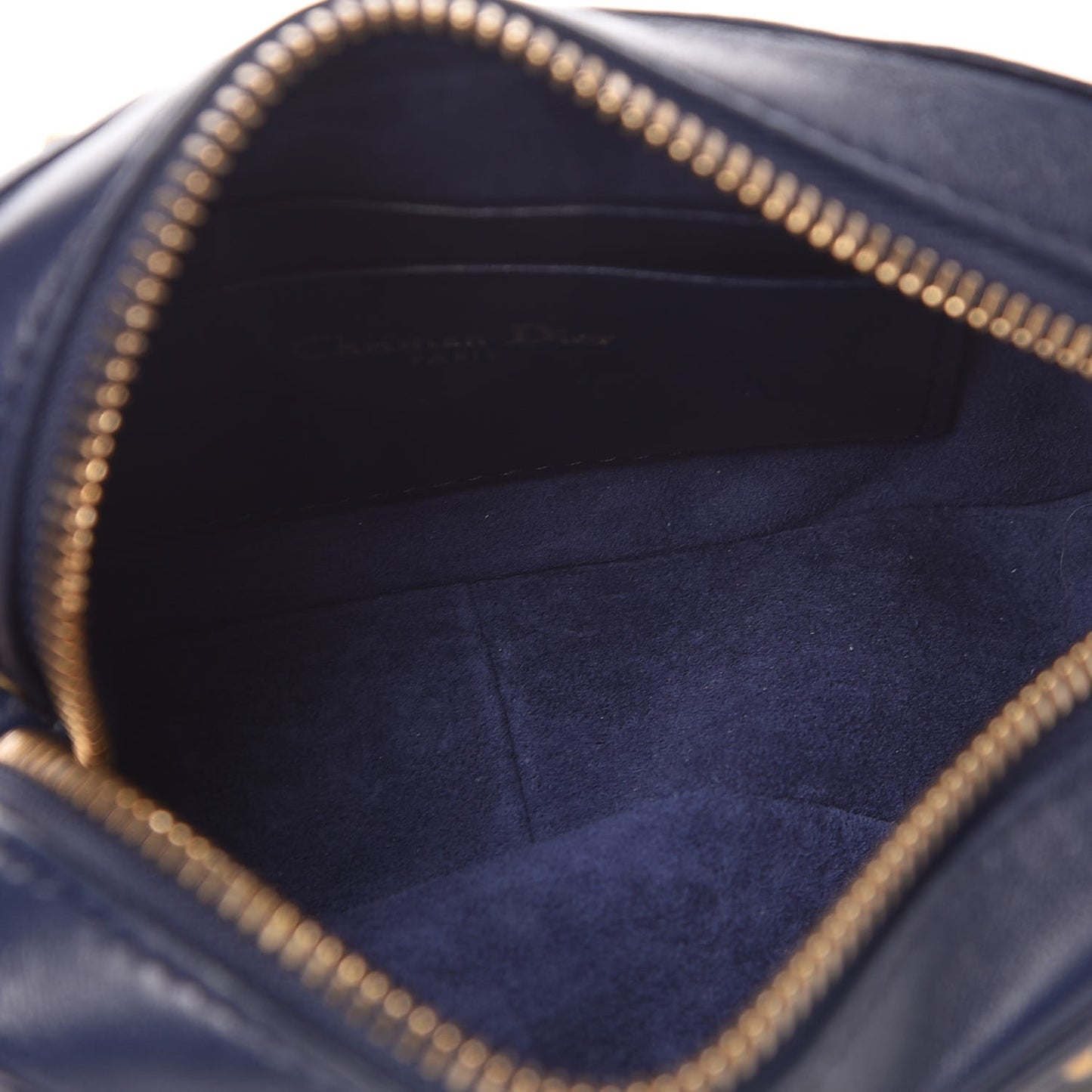 Lambskin Cannage Studded Lady Dior Camera Case Pouch Blue