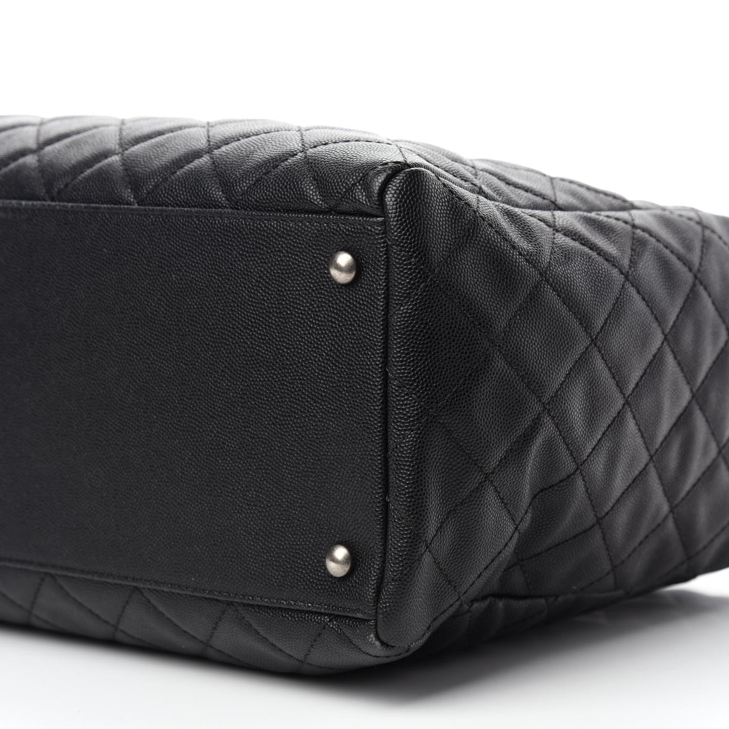 Caviar Quilted Large Coco Handle Shopping Tote Black