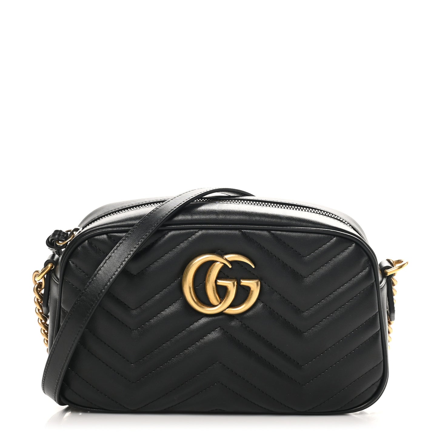 Calfskin Matelasse Mini GG Marmont Chain Shoulder Bag Black