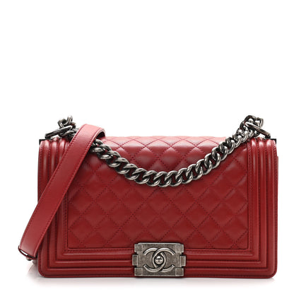 Chanel Lambskin Quilted Medium Boy Flap Red 1 of 14