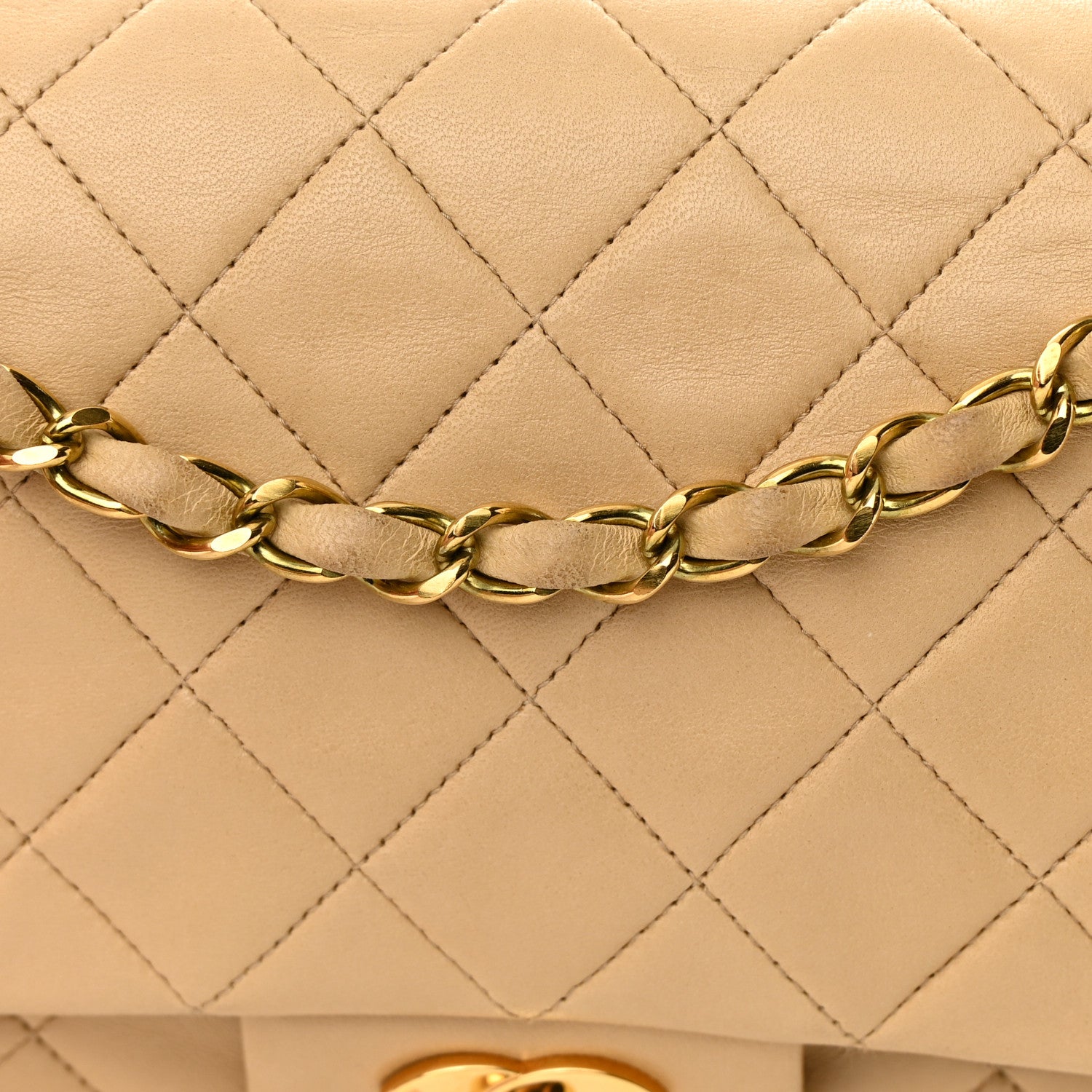 Chanel Lambskin Quilted Medium Double Flap Beige 25 of 26