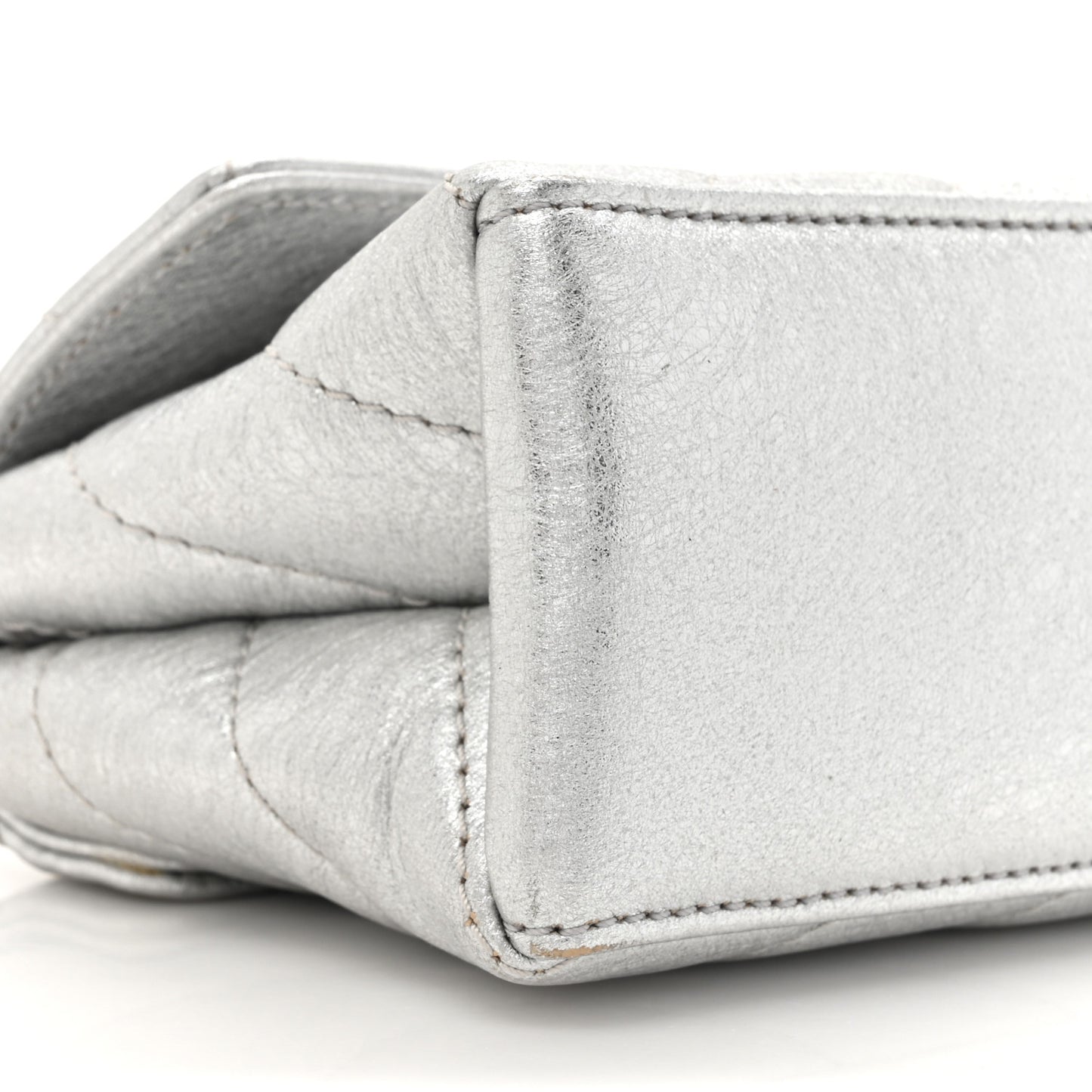 Metallic Calfskin Diagonal Quilted Jackhammer 17 Shoulder Bag Silver