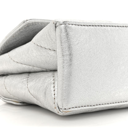 Off-White Metallic Calfskin Diagonal Quilted Jackhammer 17 Shoulder Bag Silver 10 of 13