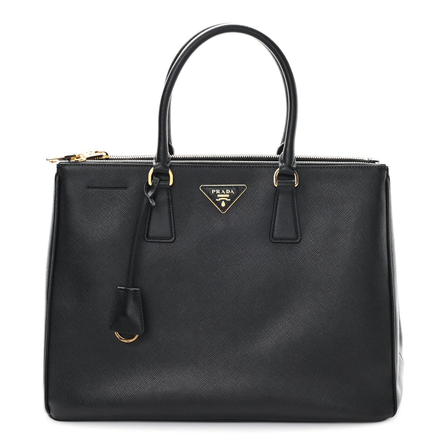 Saffiano Lux Large Galleria Double Zip Tote Black