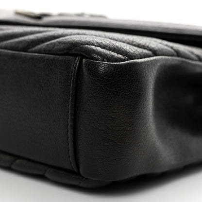 Saint Laurent Sheepskin Matelasse Chevron Monogram Medium College Bag Black 10 of 11
