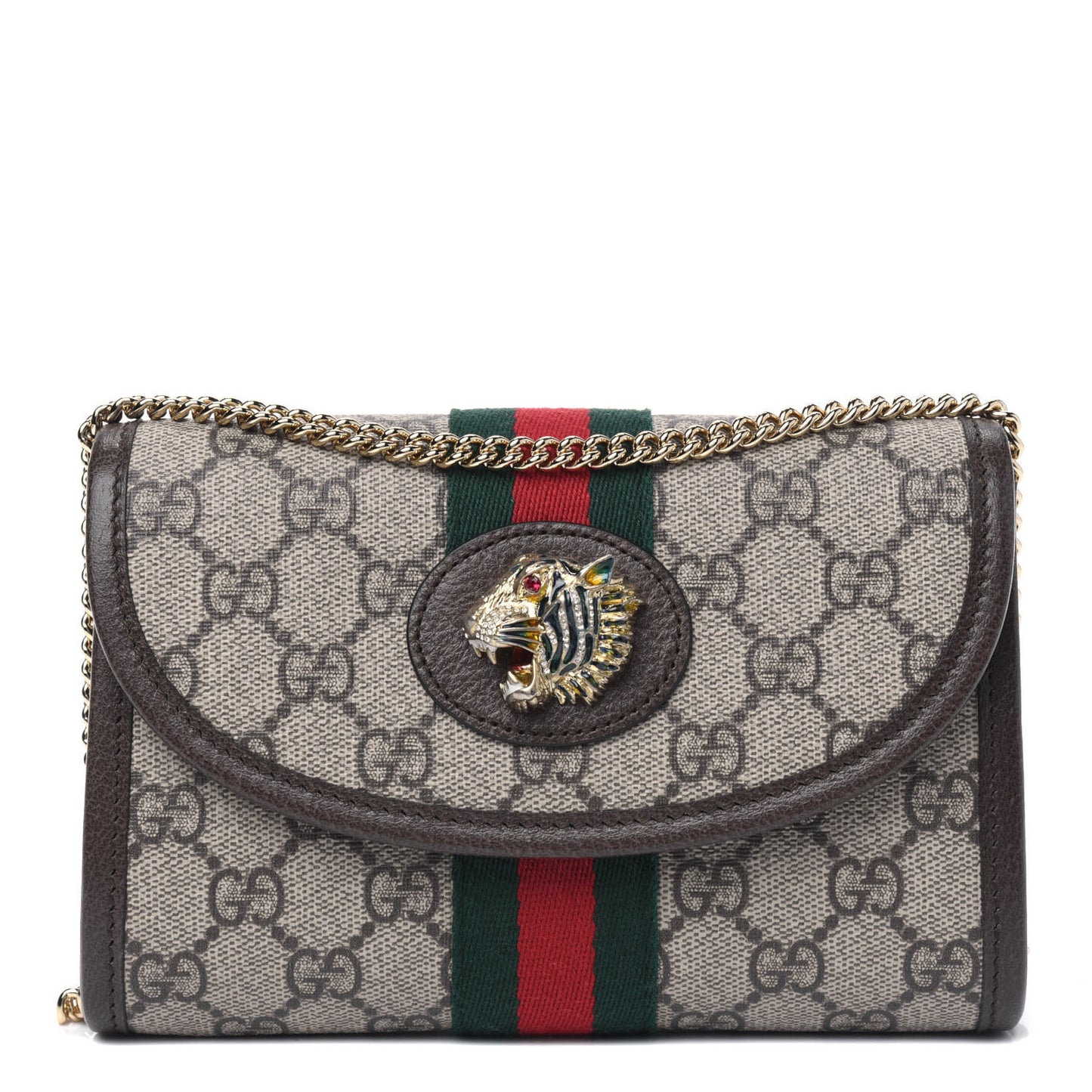 GG Supreme Monogram Web Mini Rajah Slim Flap Shoulder Bag Beige New Acero
