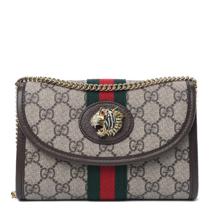 Gucci GG Supreme Monogram Web Mini Rajah Slim Flap Shoulder Bag Beige New Acero 2 of 4