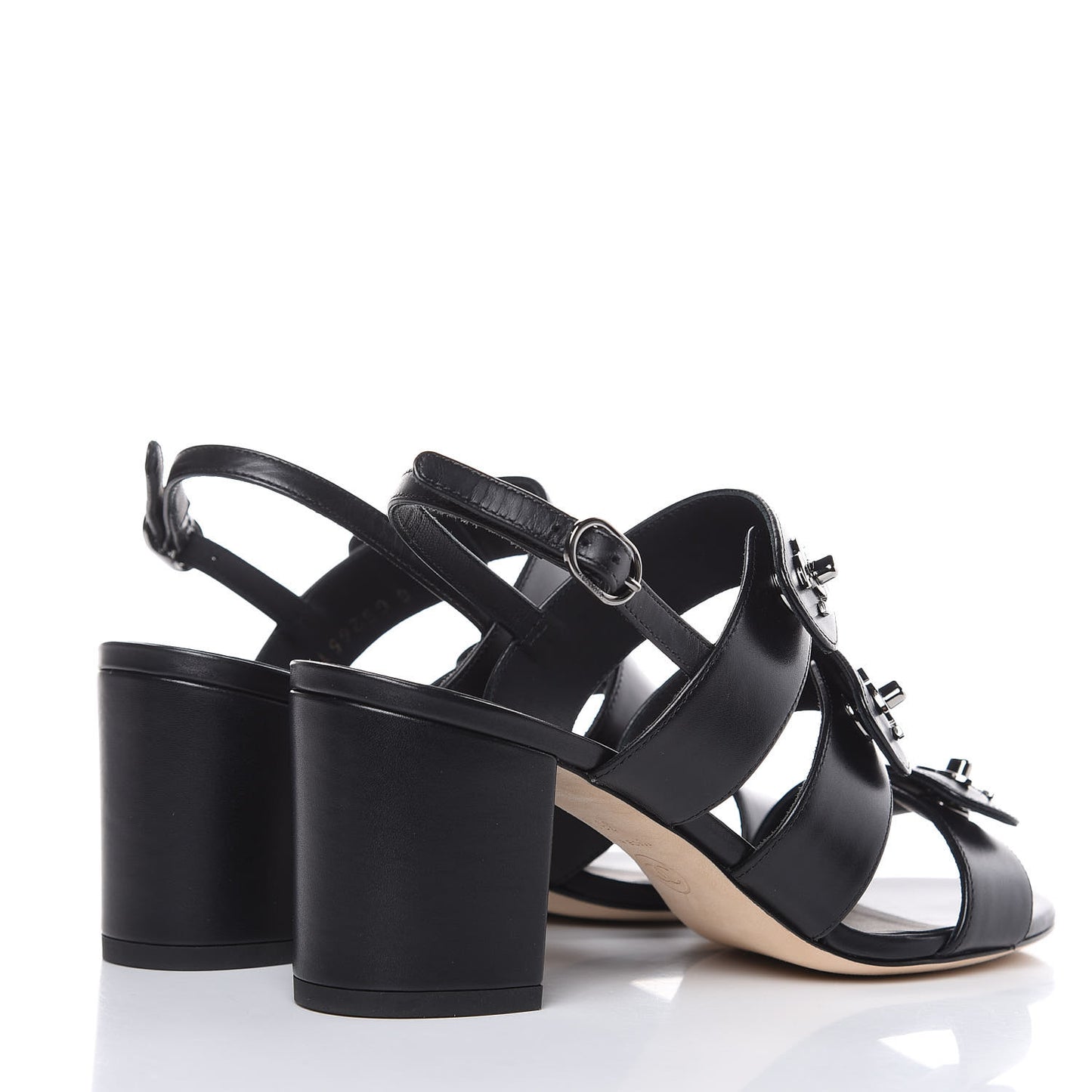 Calfskin CC Turnlock Sandals 36.5 Black