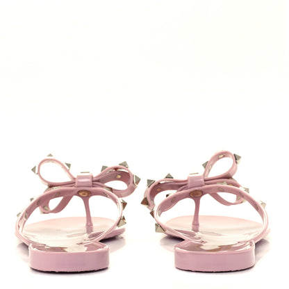Valentino Garavani PVC Jelly Rockstud Bow Thong Sandals 36 Water Rose 6 of 10
