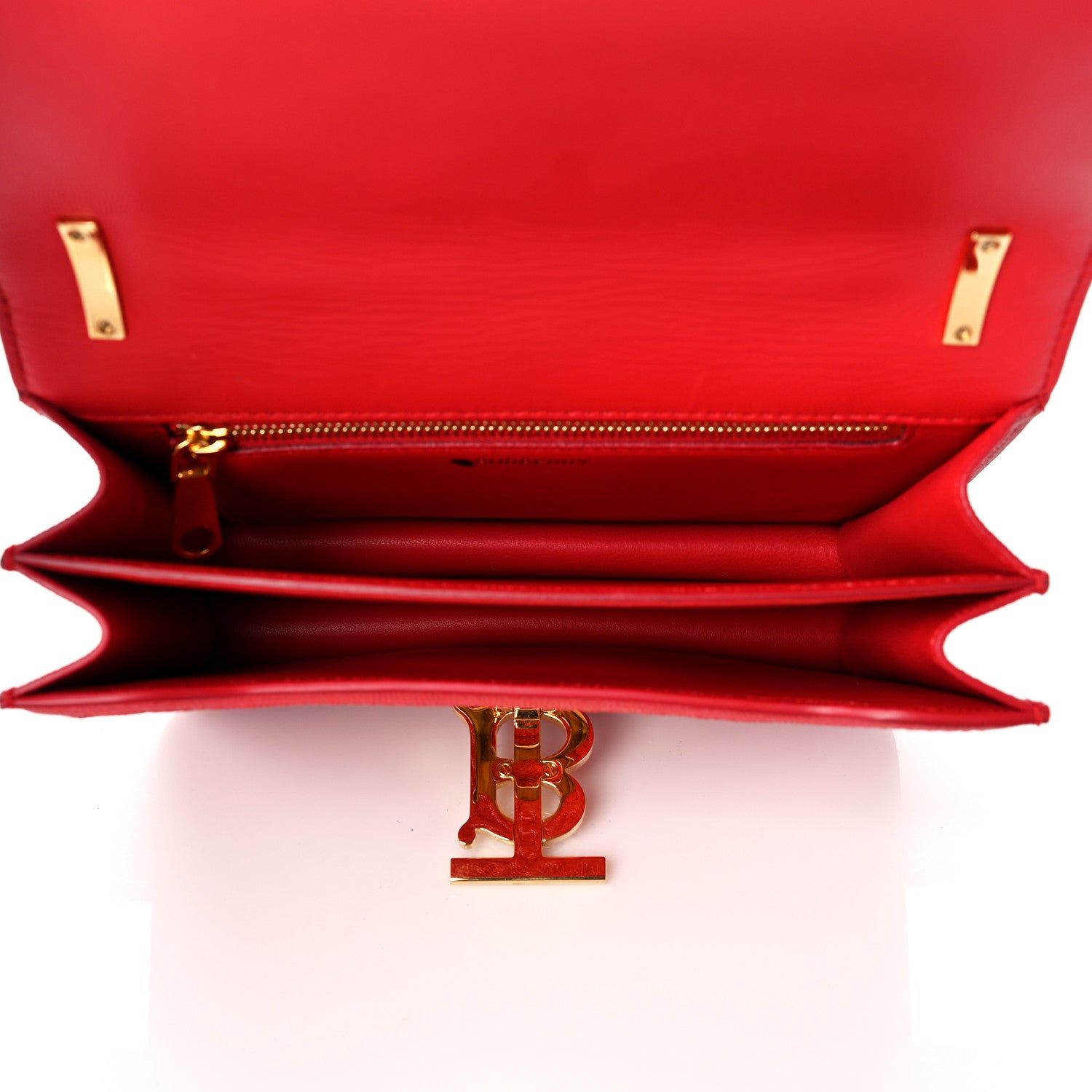 Burberry Grainy Calfskin Monogram Embossed Small TB Chain Bag Bright Red 5 of 8