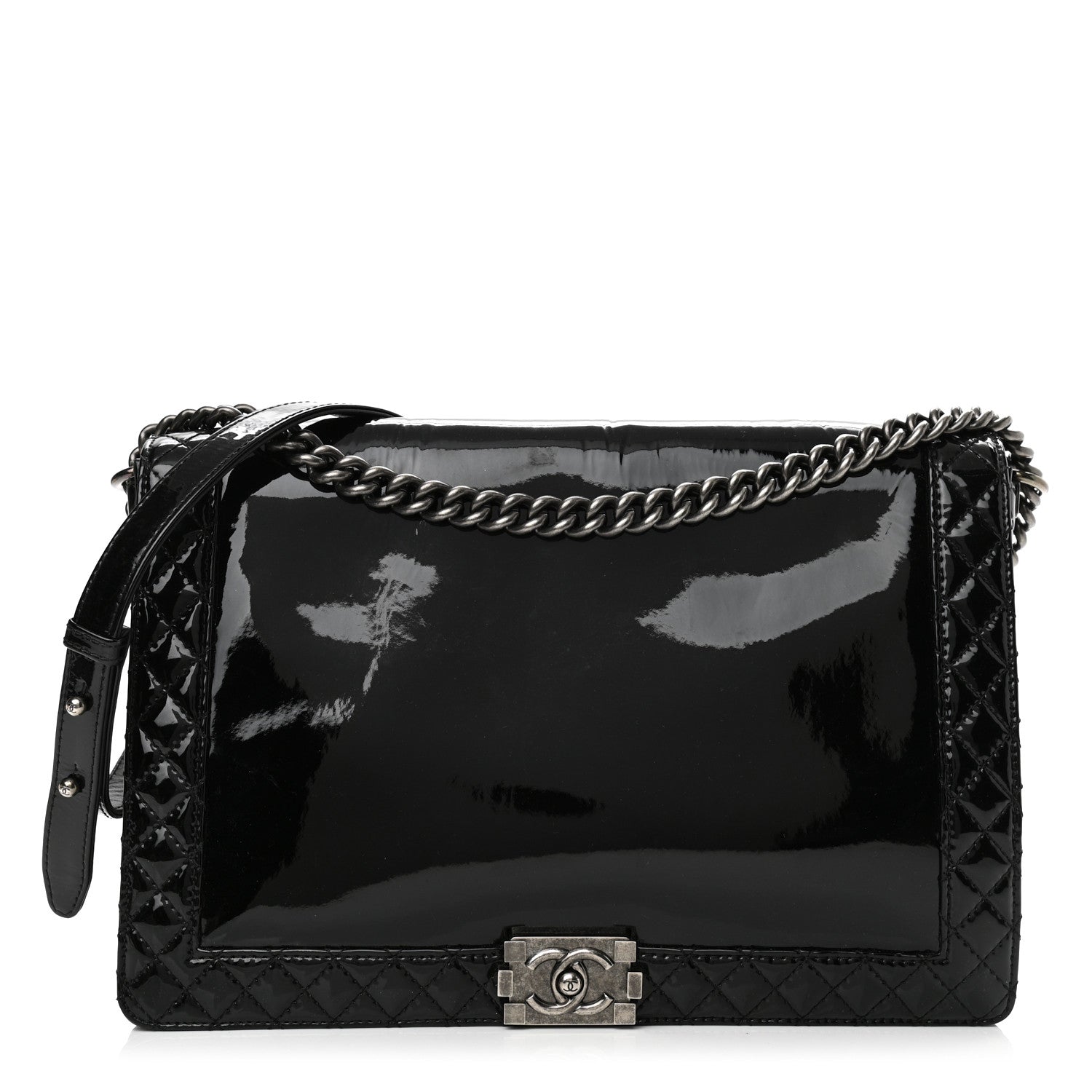Chanel Patent Large Boy Reverso Flap Black 1 of 13