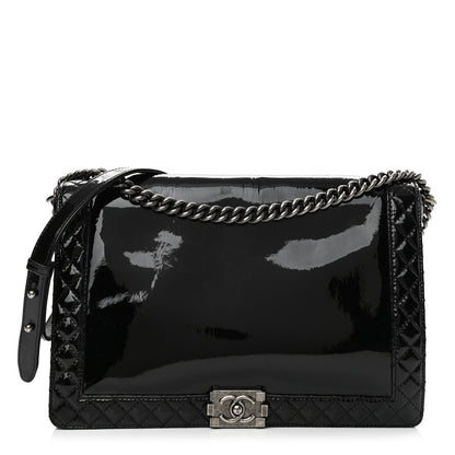 Chanel Patent Large Boy Reverso Flap Black 1 of 13