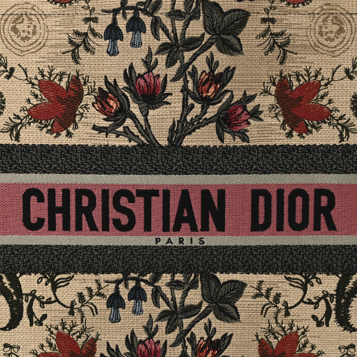 Canvas Embroidered Large Broderie Dior Flowers Book Tote Multicolor