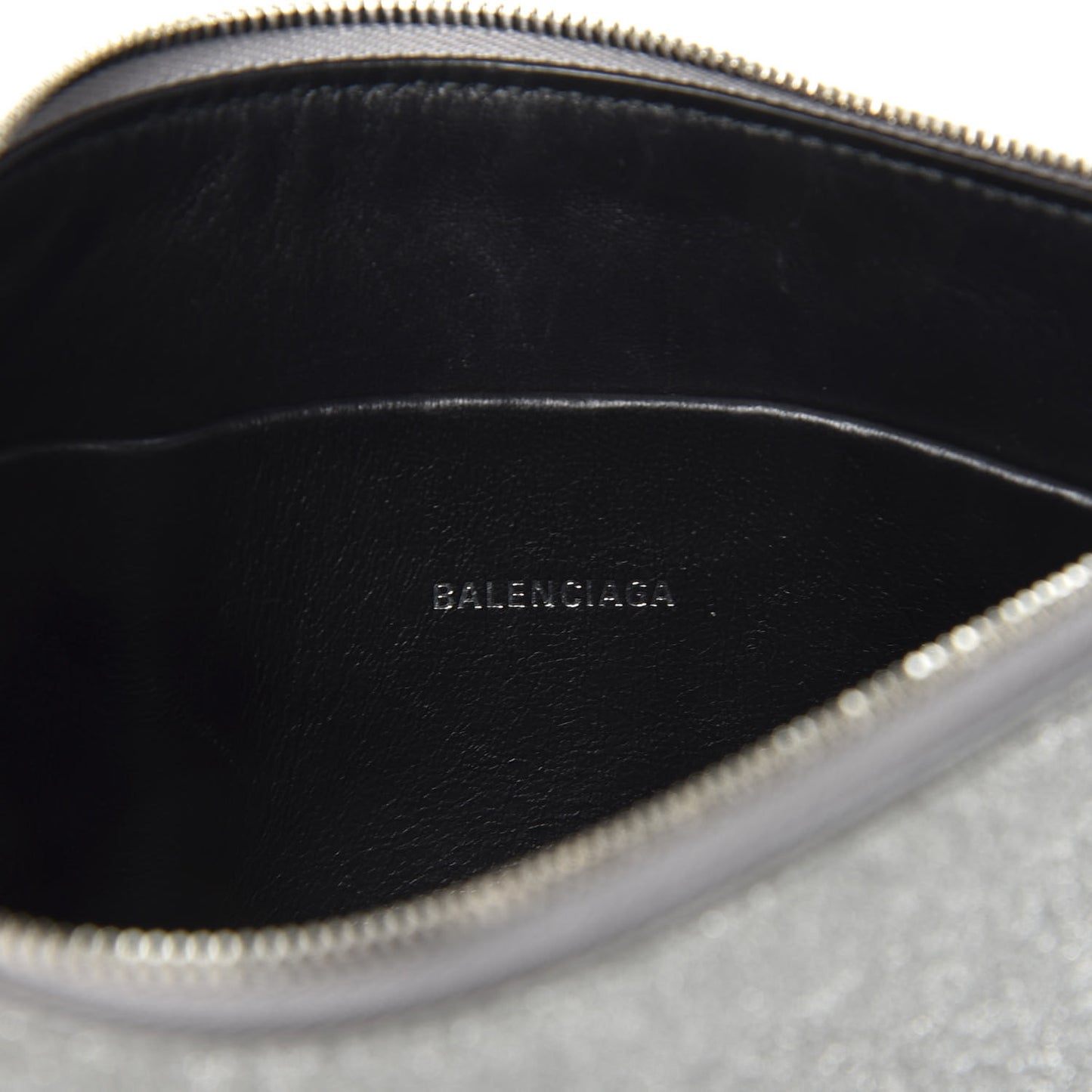 Glitter Calfskin Logo Everyday Pouch M Silver