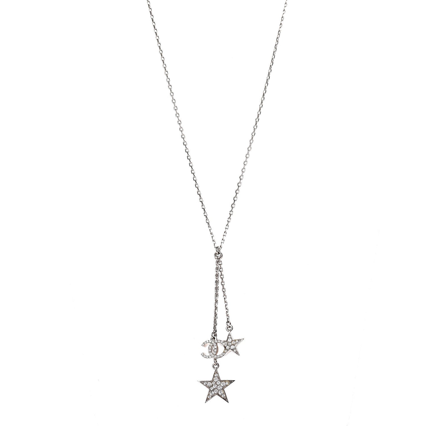 Crystal Glitter Star CC Pendant Necklace Silver Gold