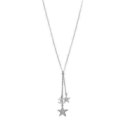 Chanel Crystal Glitter Star CC Pendant Necklace Silver Gold 1 of 4
