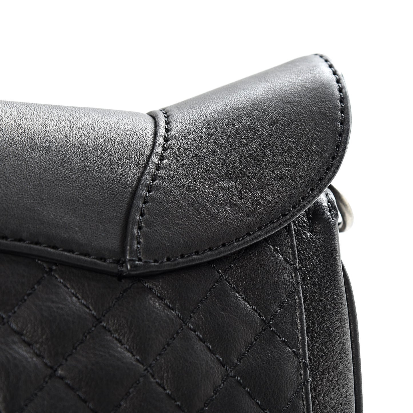 Calfskin Quilted Dallas Saddle Bag Black