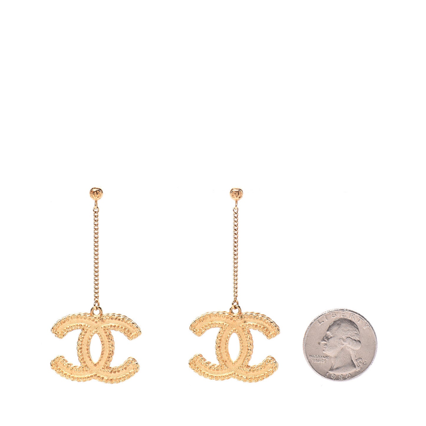 CC Drop Earrings Matte Gold