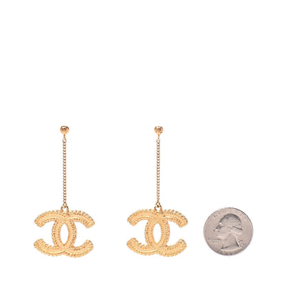 Chanel CC Drop Earrings Matte Gold 2 of 4