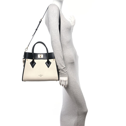 Louis Vuitton Canvas Calfskin Monogram On My Side MM Black 2 of 9