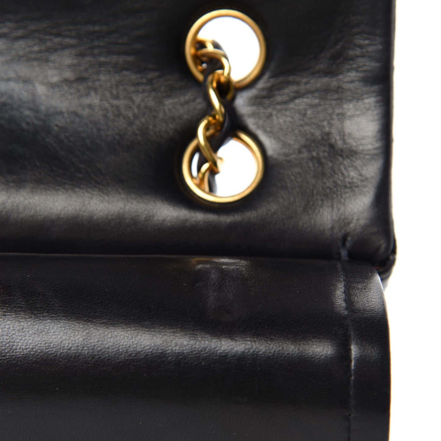 Lambskin Quilted Medium Double Flap Black