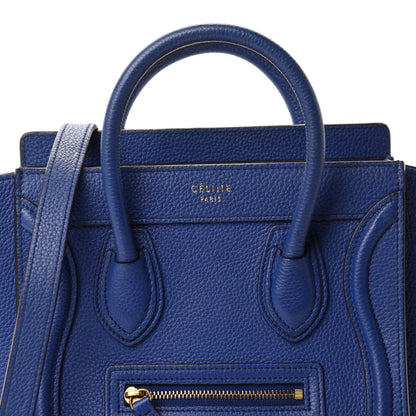 Celine Drummed Calfskin Nano Luggage Indigo 9 of 9