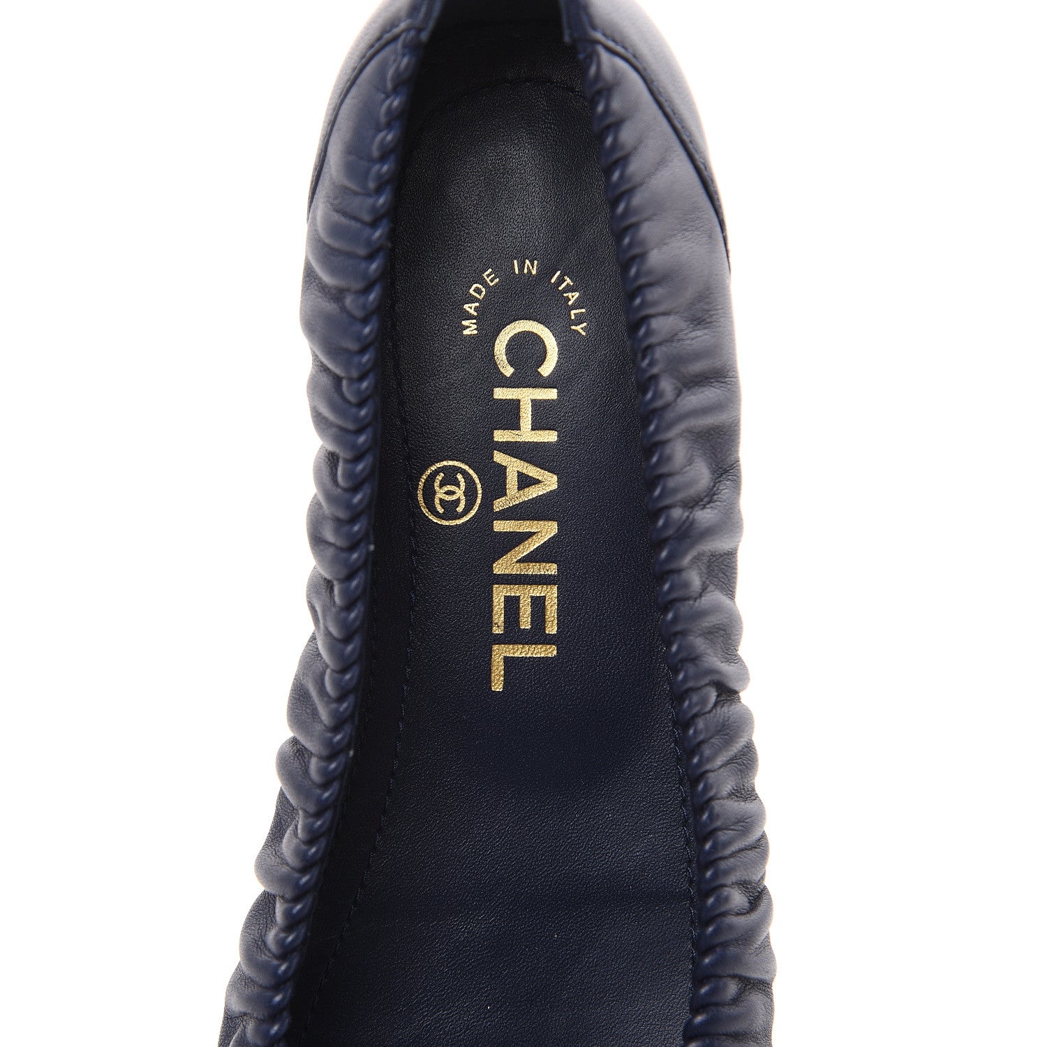 Chanel Lambskin CC Cap Toe Ballerina Flats 36 Navy Blue 6 of 11