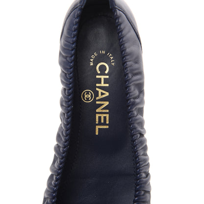 Chanel Lambskin CC Cap Toe Ballerina Flats 36 Navy Blue 6 of 11