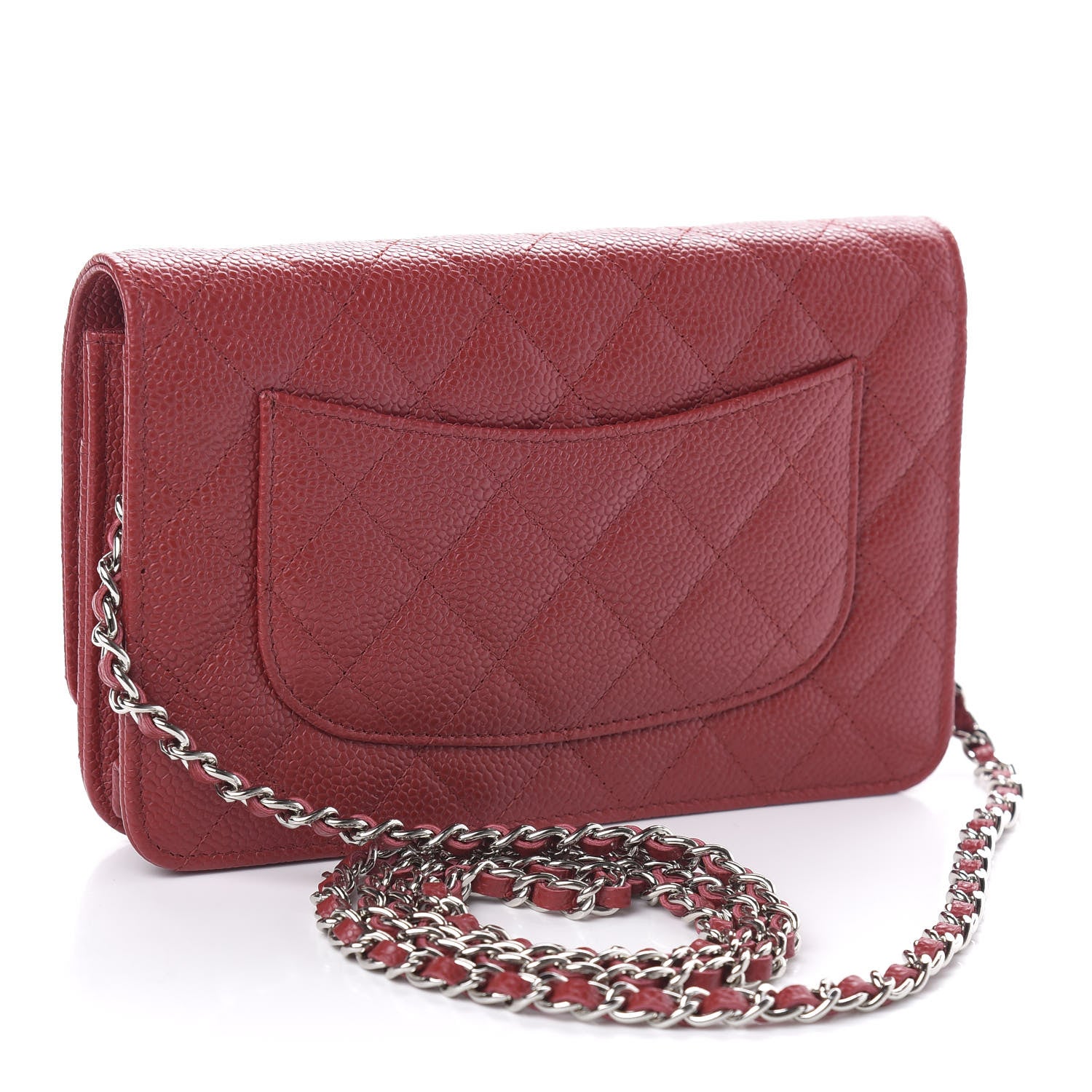Chanel Caviar Quilted Wallet on Chain WOC Red 3 of 12