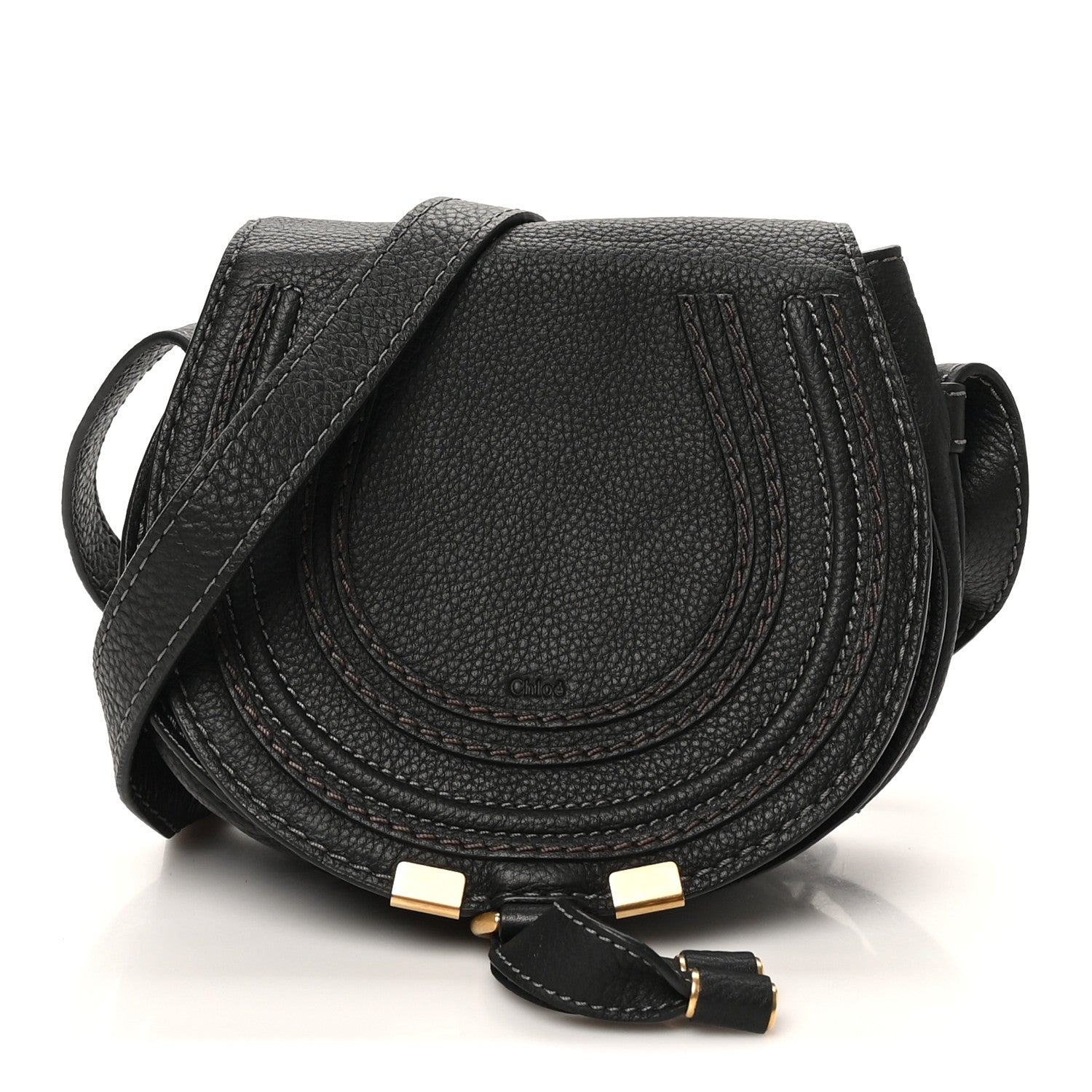 Chloe Grained Calfskin Small Marcie Saddle Bag Black 1 of 9