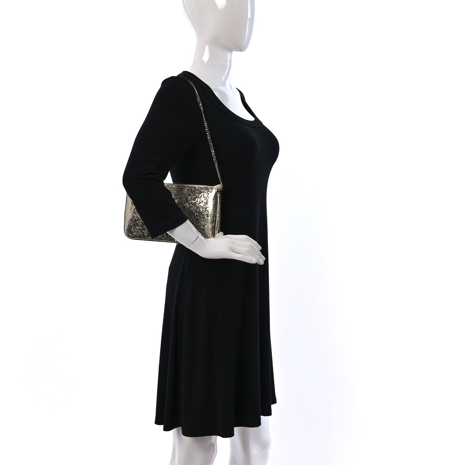 Christian Louboutin Iridescent Textured Calfskin Loubila Chain Clutch Gold 2 of 10