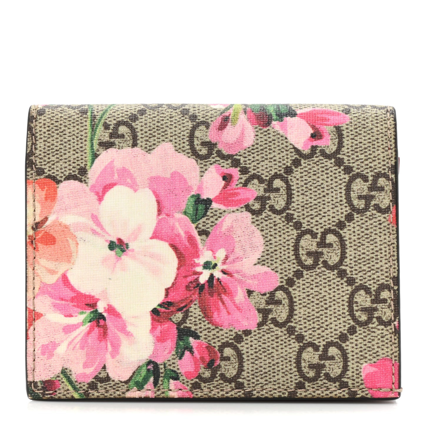 GG Supreme Monogram Blooms Card Case Beige Multicolor Dry Rose