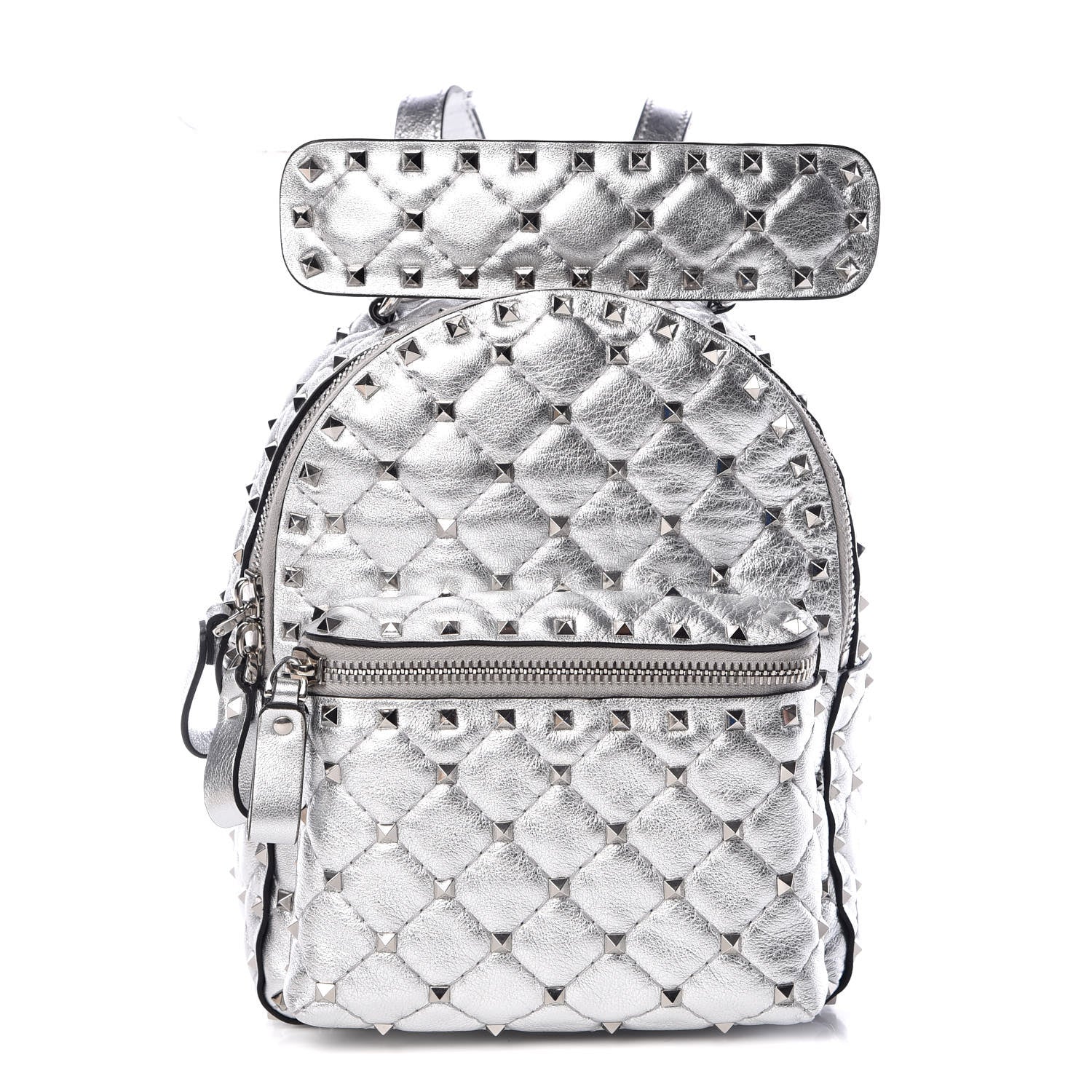 Valentino Garavani Metallic Nappa Mini Rockstud Spike Backpack Silver 1 of 6