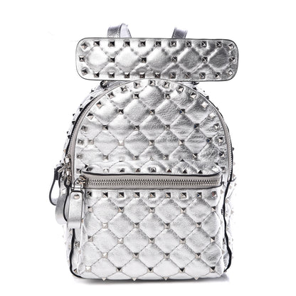 Valentino Garavani Metallic Nappa Mini Rockstud Spike Backpack Silver 1 of 6