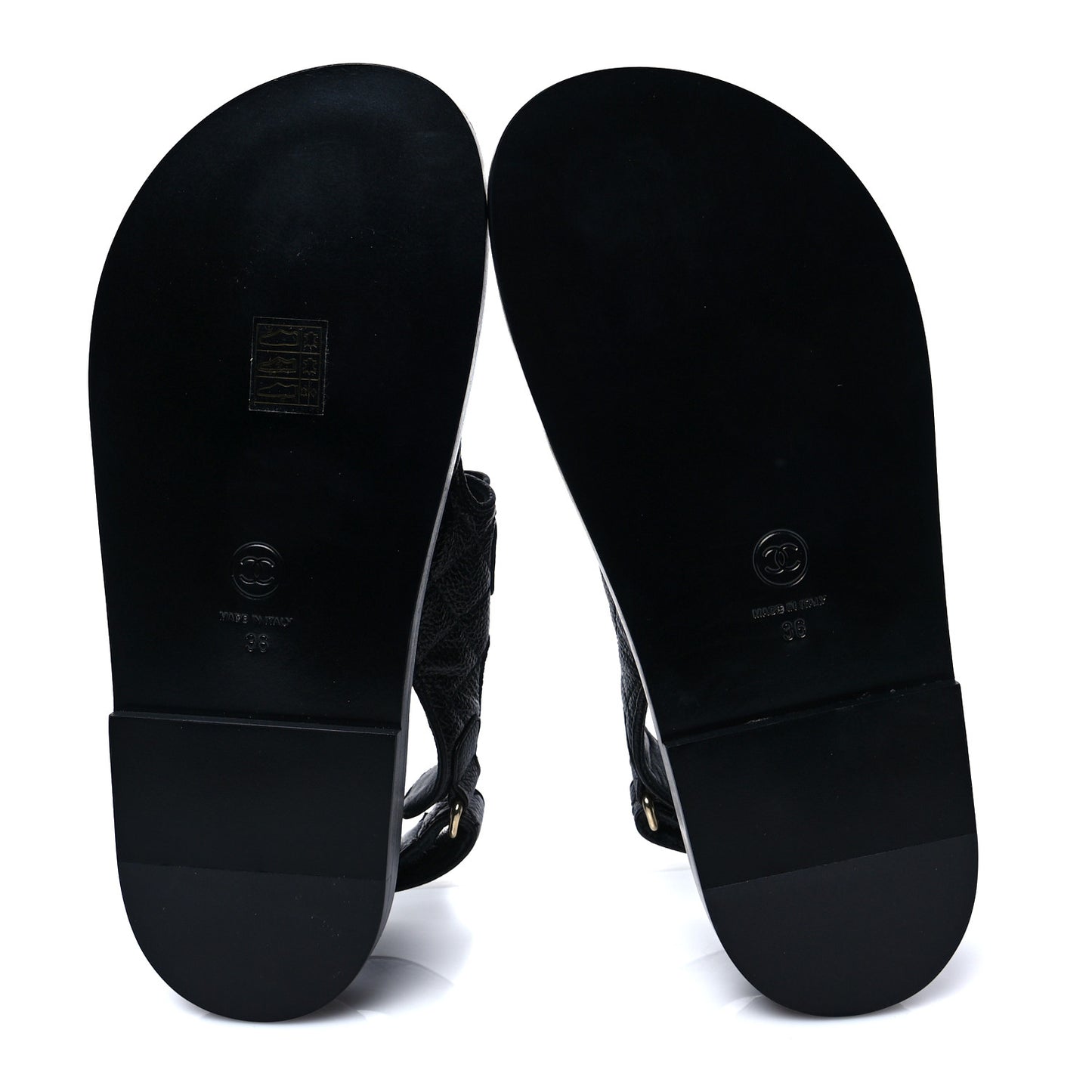 Grained Calfskin Velcro Dad Sandals 36 Black