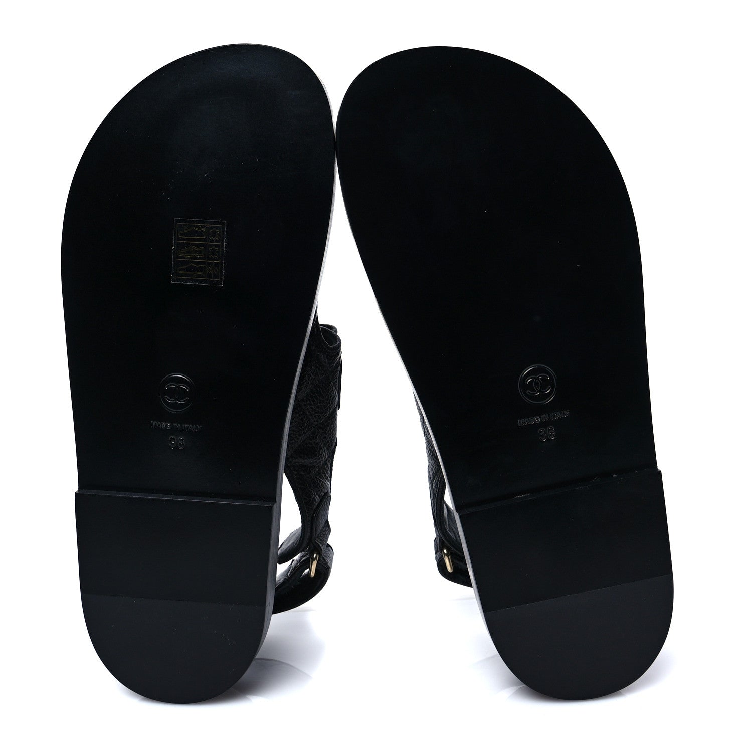 Chanel Grained Calfskin Velcro Dad Sandals 36 Black 5 of 9