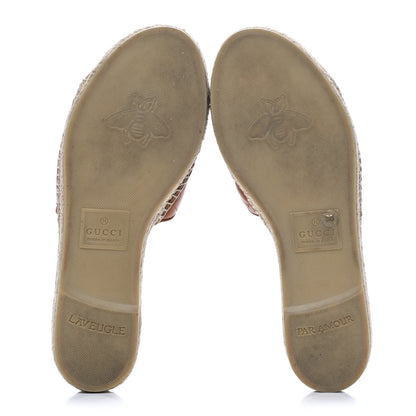 Gucci Nappa Matelasse GG Marmont Espadrille Slide Sandals 38 Cognac 5 of 10