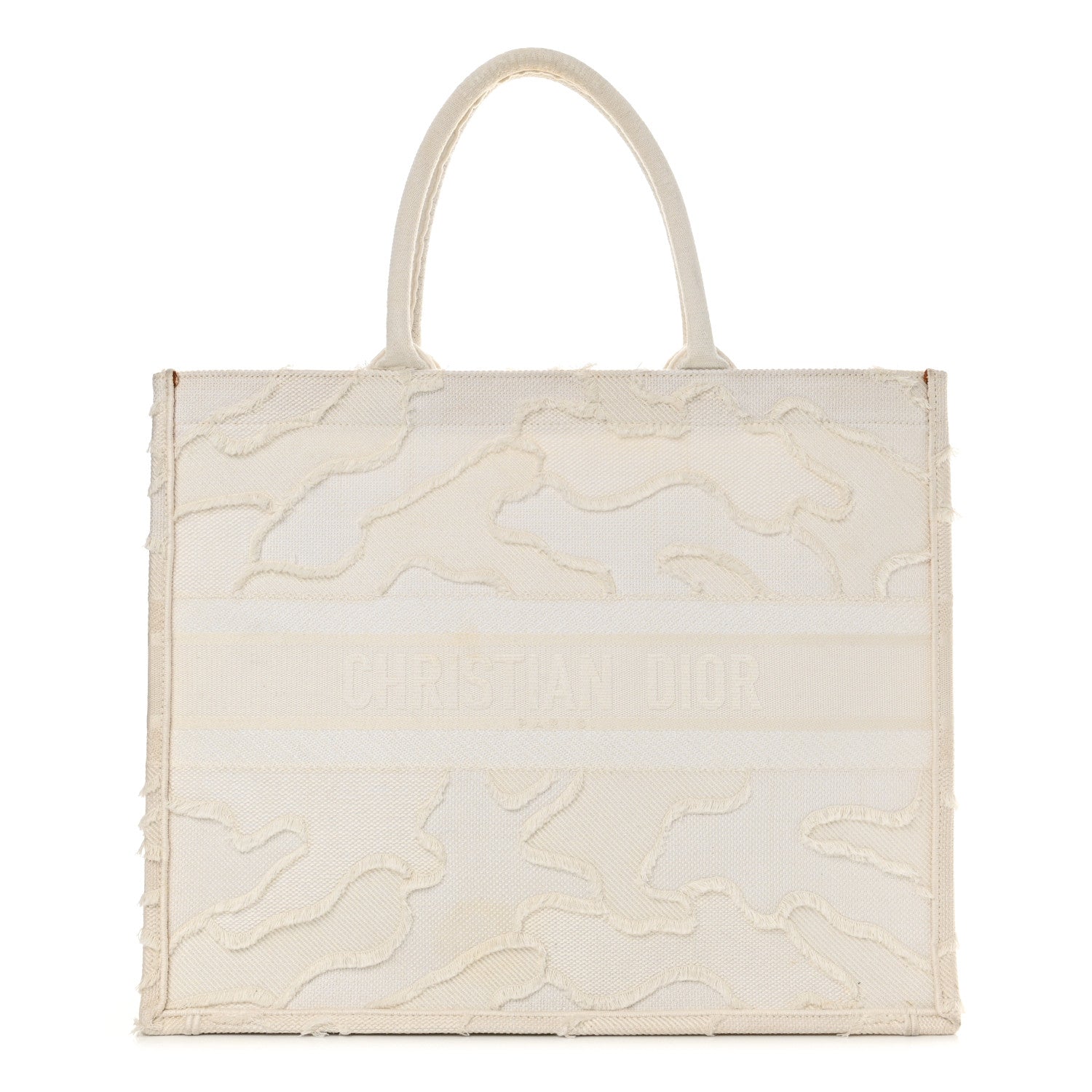Christian Dior Canvas Embroidered Camouflage Large Book Tote White 1 of 22