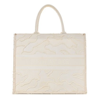 Christian Dior Canvas Embroidered Camouflage Large Book Tote White 1 of 22
