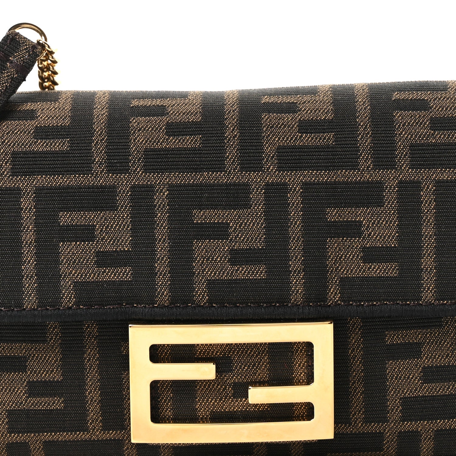 Fendi Fabric Jacquard FF 1974 Mini Baguette Tobacco Moro Black 8 of 10