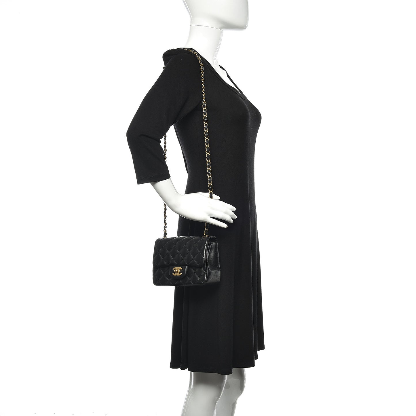 Lambskin Quilted Mini Square Flap Black