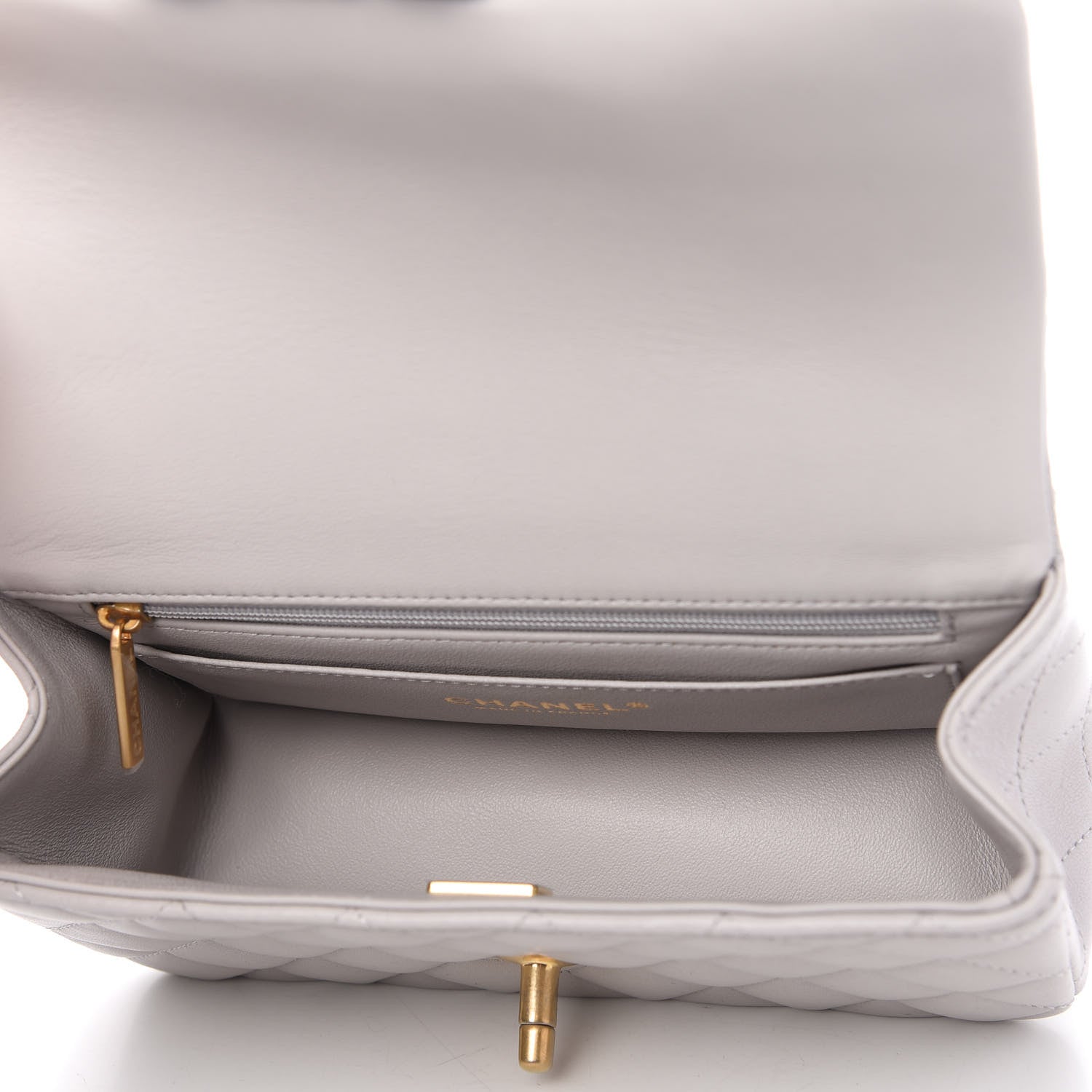 Chanel Lambskin Quilted Mini Top Handle Rectangular Flap Grey 5 of 11