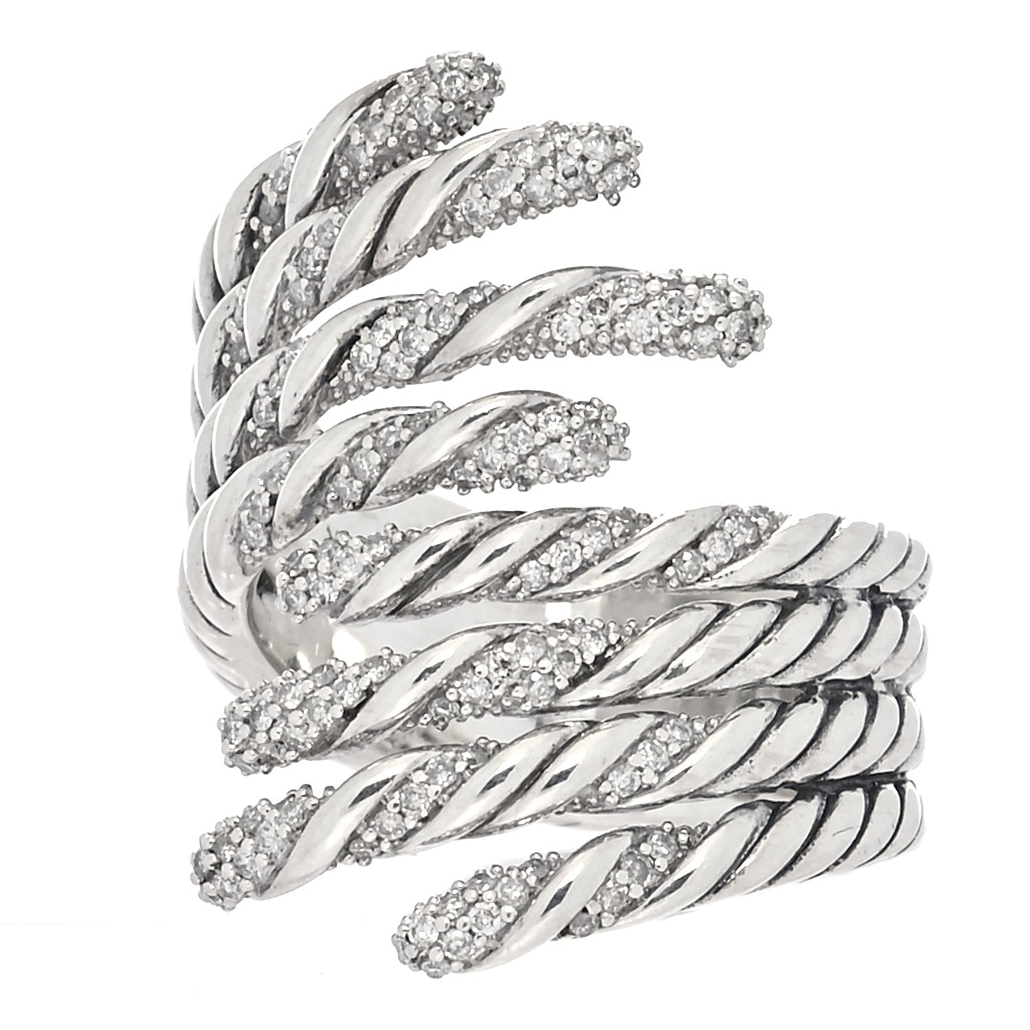 David Yurman Sterling Silver Diamond Willow Open Four Row Ring 50 5.5 1 of 4