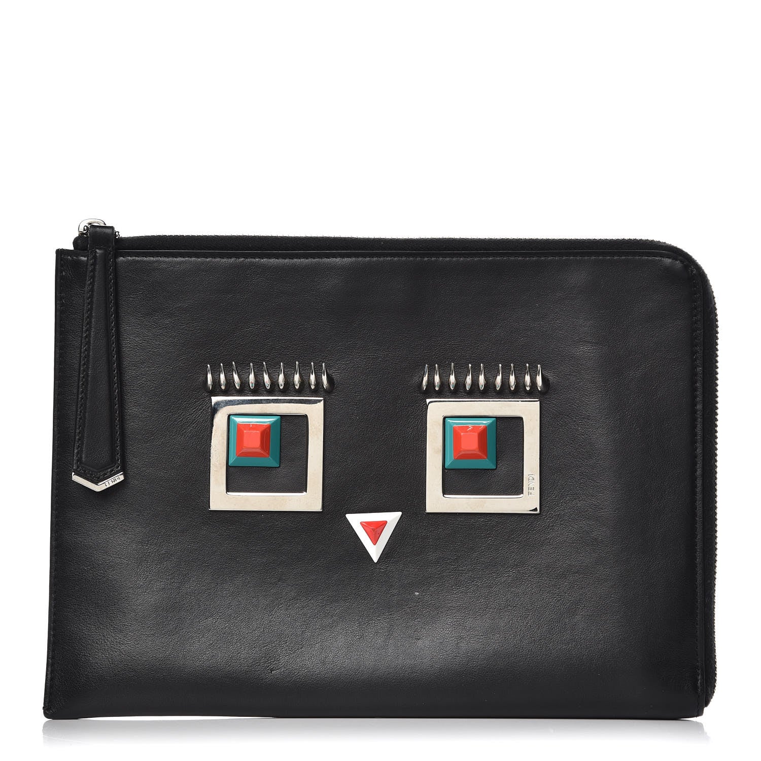 Fendi Vitello Century Hypnoteyes Zip Around Pouch Black 1 of 9