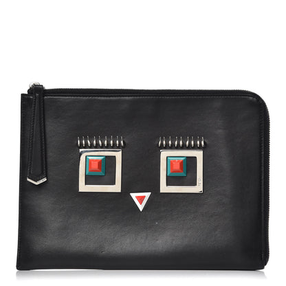 Fendi Vitello Century Hypnoteyes Zip Around Pouch Black 1 of 9