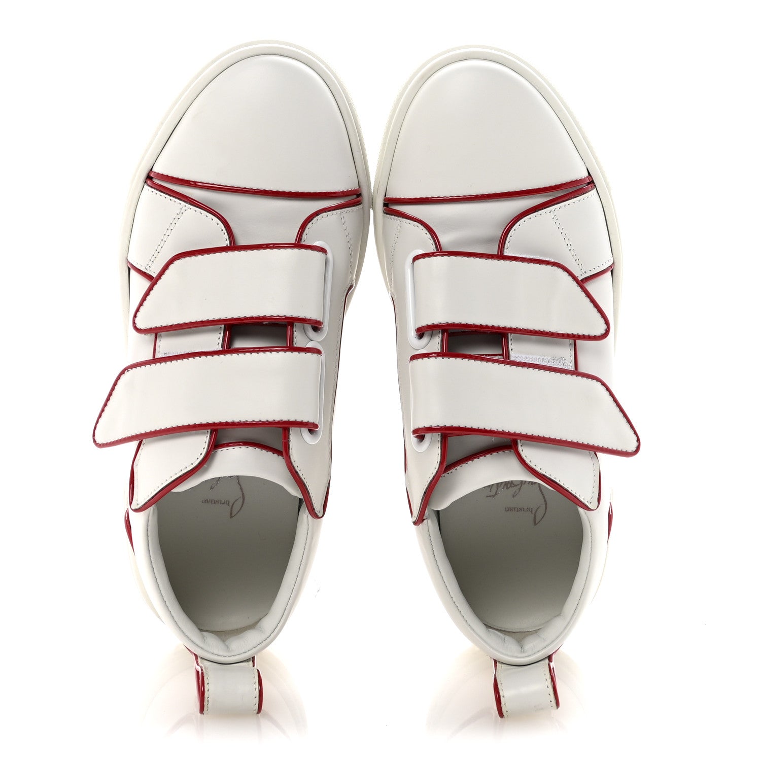 Christian Louboutin Calfskin Maxi Toyototoy Flat Sneakers 35.5 White Red 2 of 8