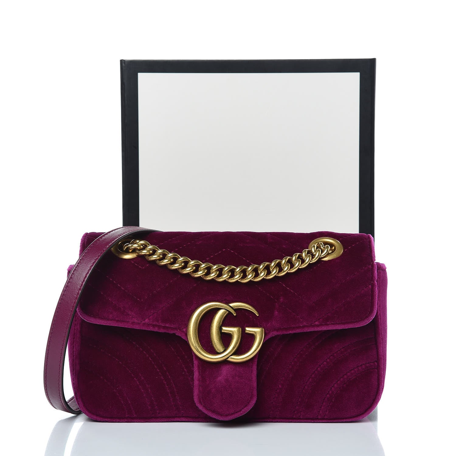 Gucci Velvet Matelasse Mini GG Marmont Shoulder Bag Fuchsia Violet Cyclamen 8 of 10