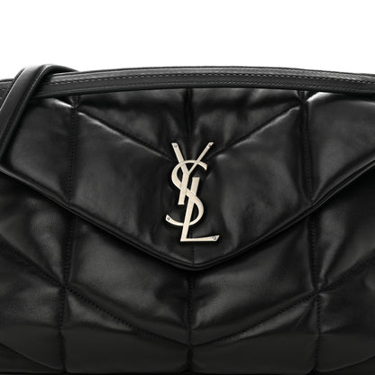 Saint Laurent Lambskin Quilted Medium Loulou Puffer Monogram Chain Satchel Black 8 of 10