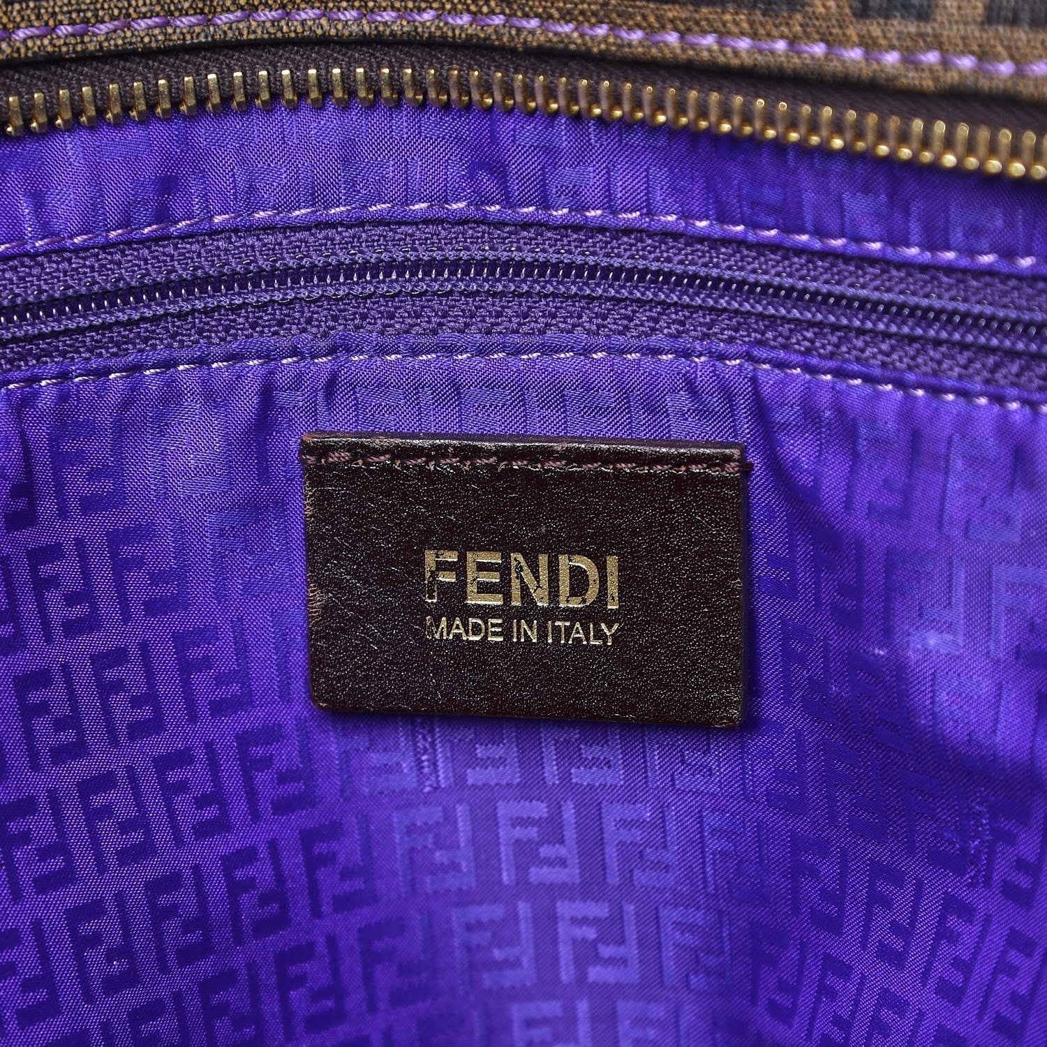 Fendi Zucca Spalmati Small Roll Tote Tobacco Viola 6 of 10