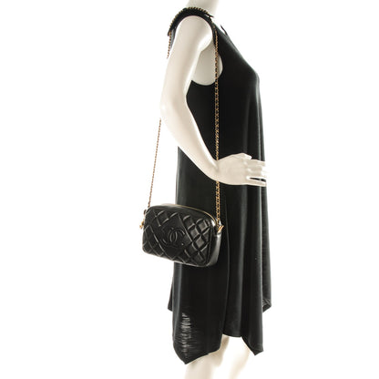 Chanel Lambskin Quilted Small Diamond CC Camera Case Black 2 of 7